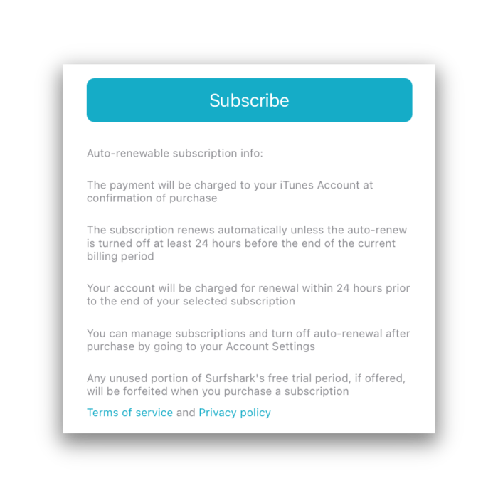 Surfshark iOS Free Trial Payment Policy