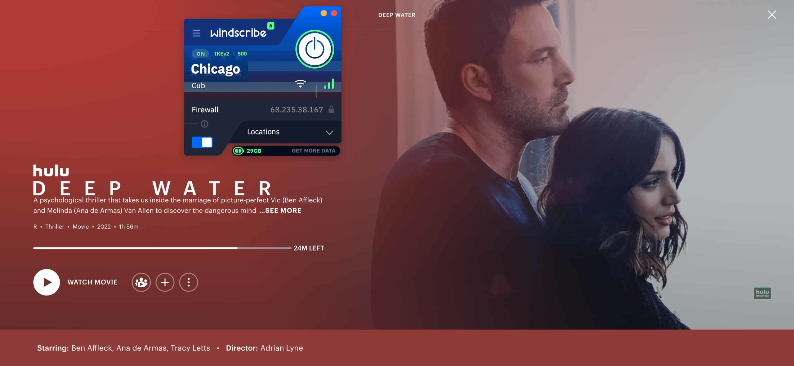 Windscribe Gratuit pour le streaming sur Hulu