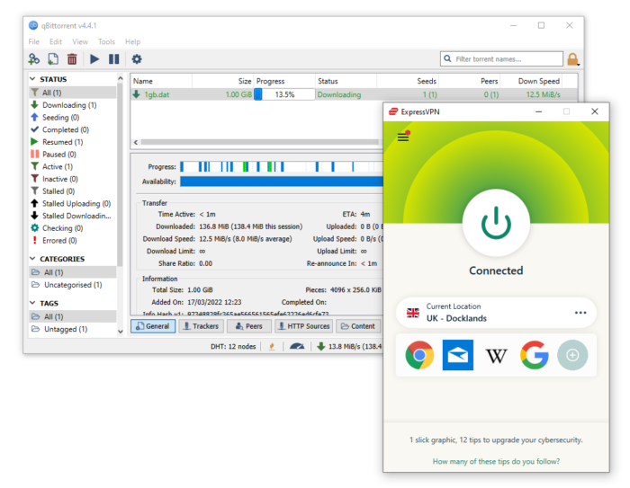 ExpressVPN jest w pełni kompatybilny z oprogramowaniem BitTorrent