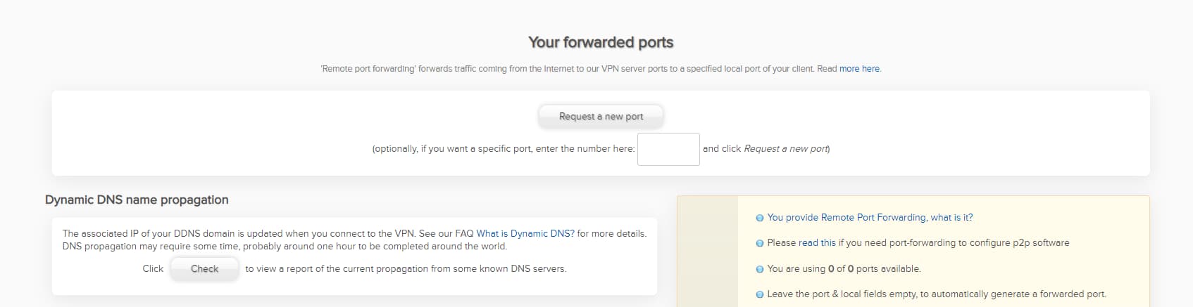 AirVPN port forwarding settings