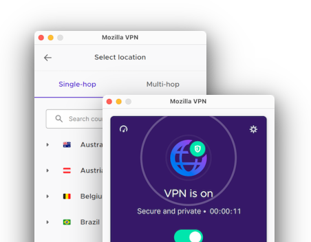 Mozilla VPN app on desktop