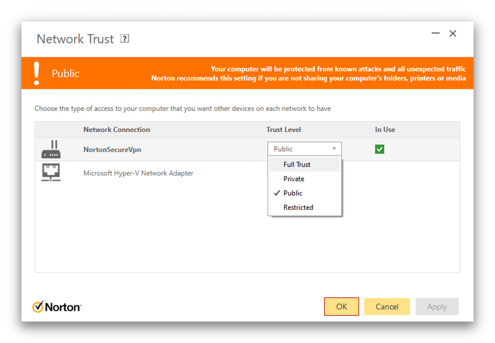 Norton 360 firewall settings