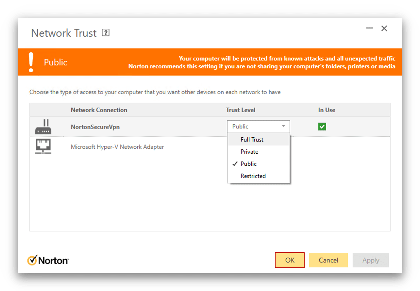 Configuración de firewall de Norton 360