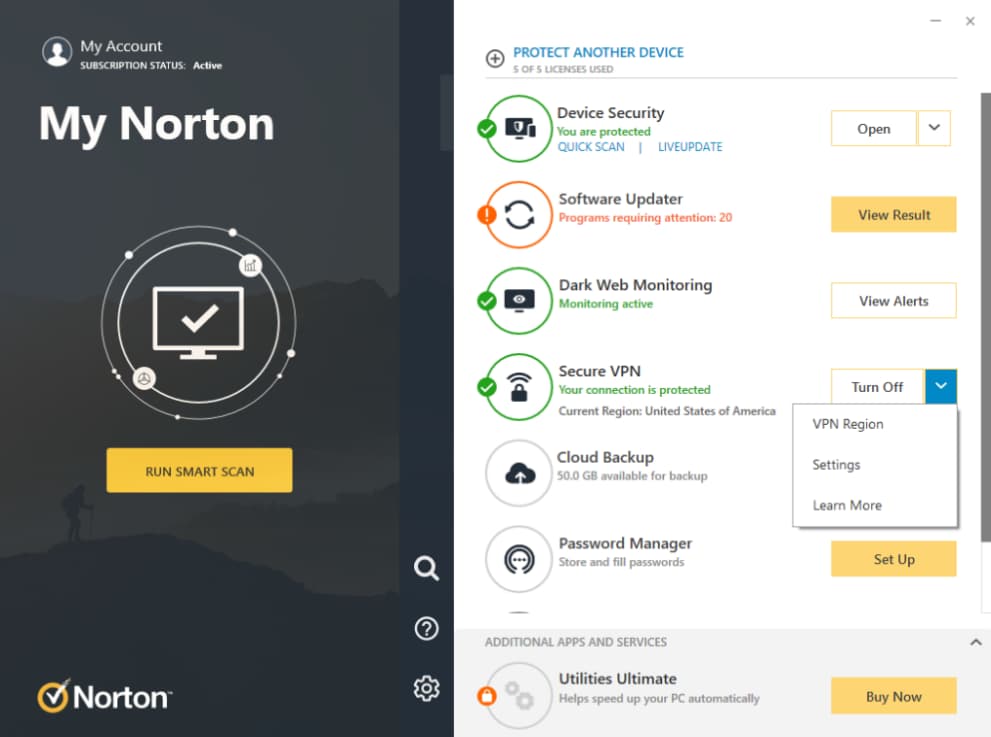 Como sei se minha segurança da Norton está funcionando?