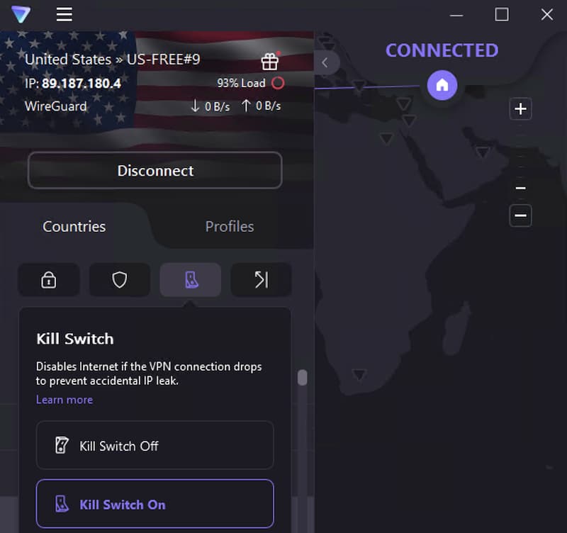 Attivazione del Kill Switch nell’app di Proton VPN