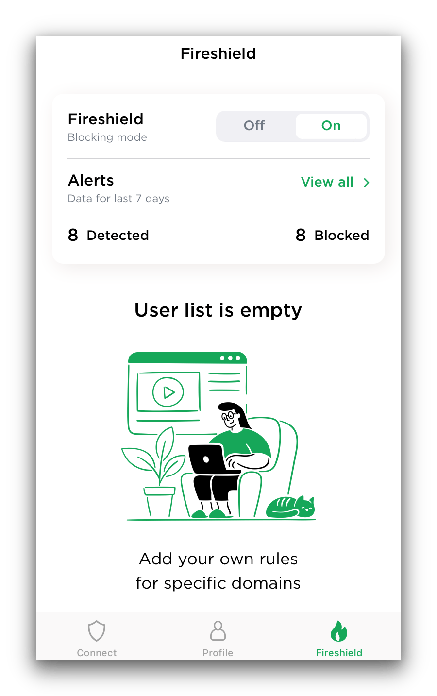 Screenshot of Touch VPN's ad blocker on iOS