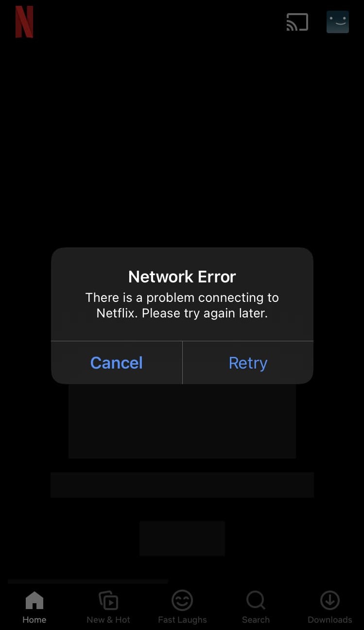 Screenshot of Touch VPN's iOS app failing to unblock Netflix