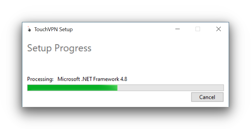 Touch VPN's installation stalled for the Windows client