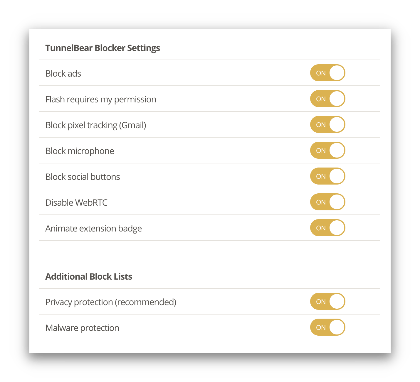 tunnelbear-blocker-settings-menu