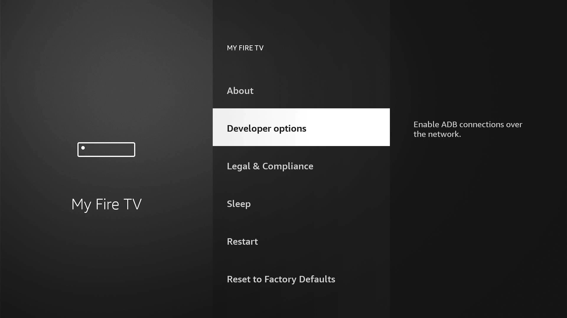 Opciones de desarrollador de Fire TV