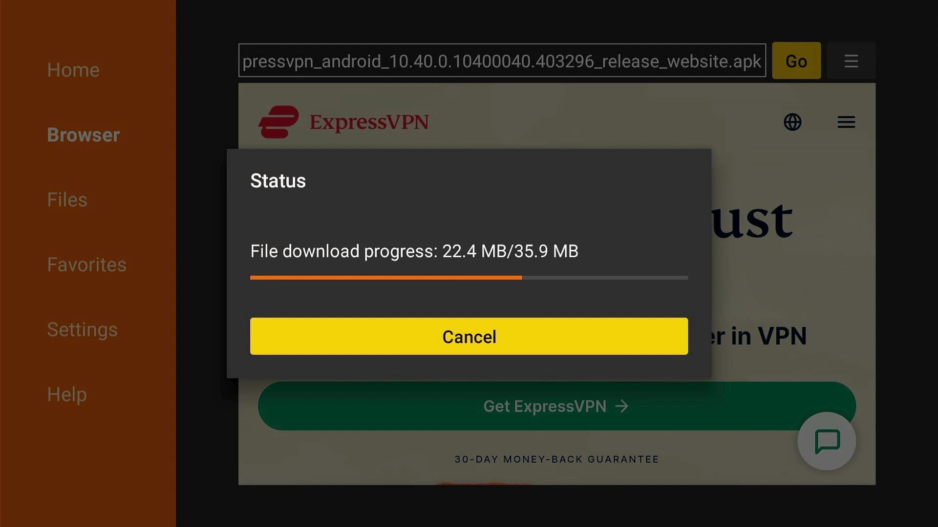 Installation de l'expressvpn .apk on feu TV