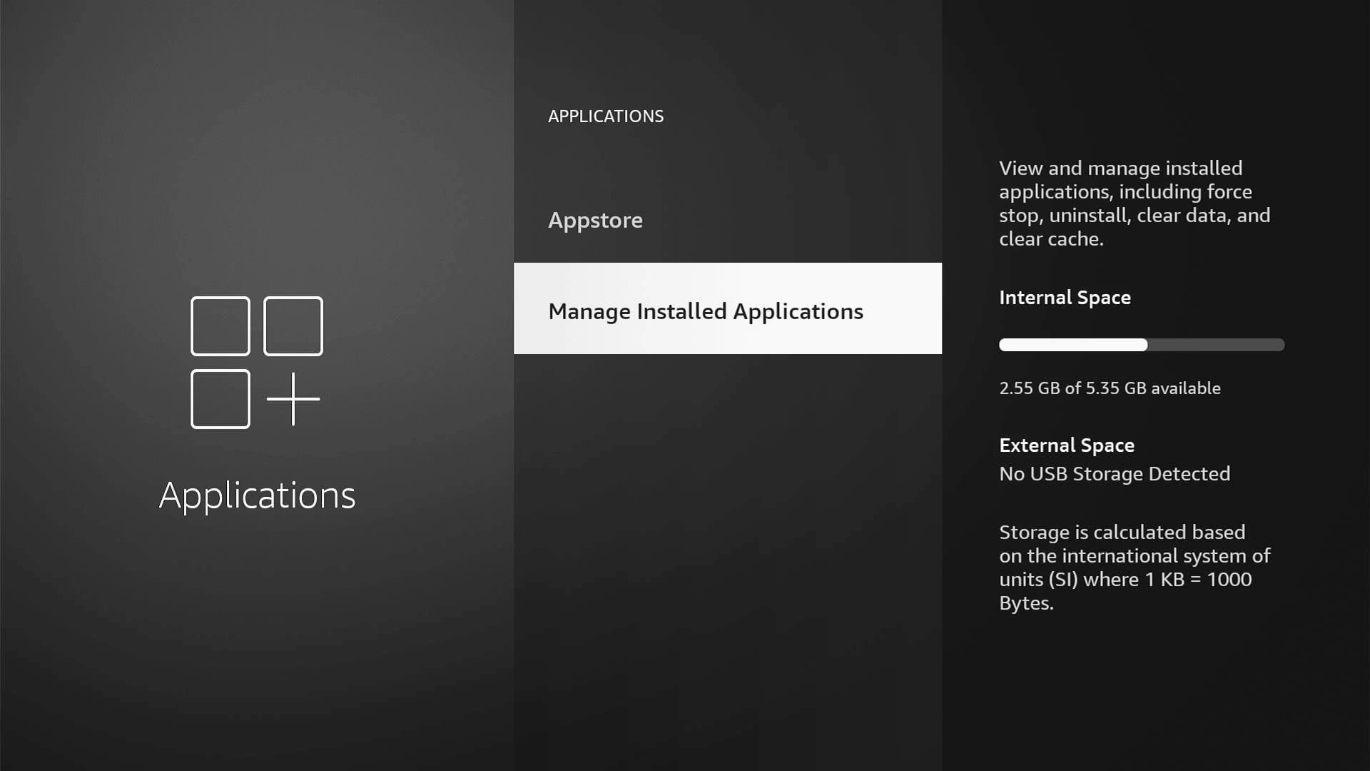 Managing the installed applications on Fire TV