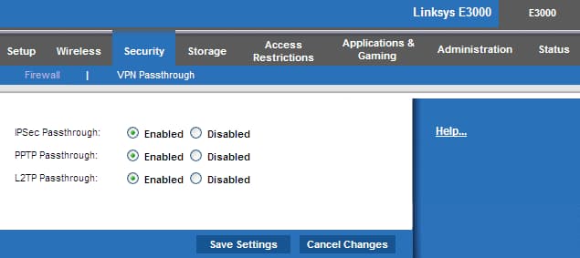 एक Linksys राउटर पर VPN Passthrough के लिए आवश्यक विभिन्न प्रोटोकॉल