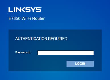 Linksys राउटर लॉगिन पृष्ठ