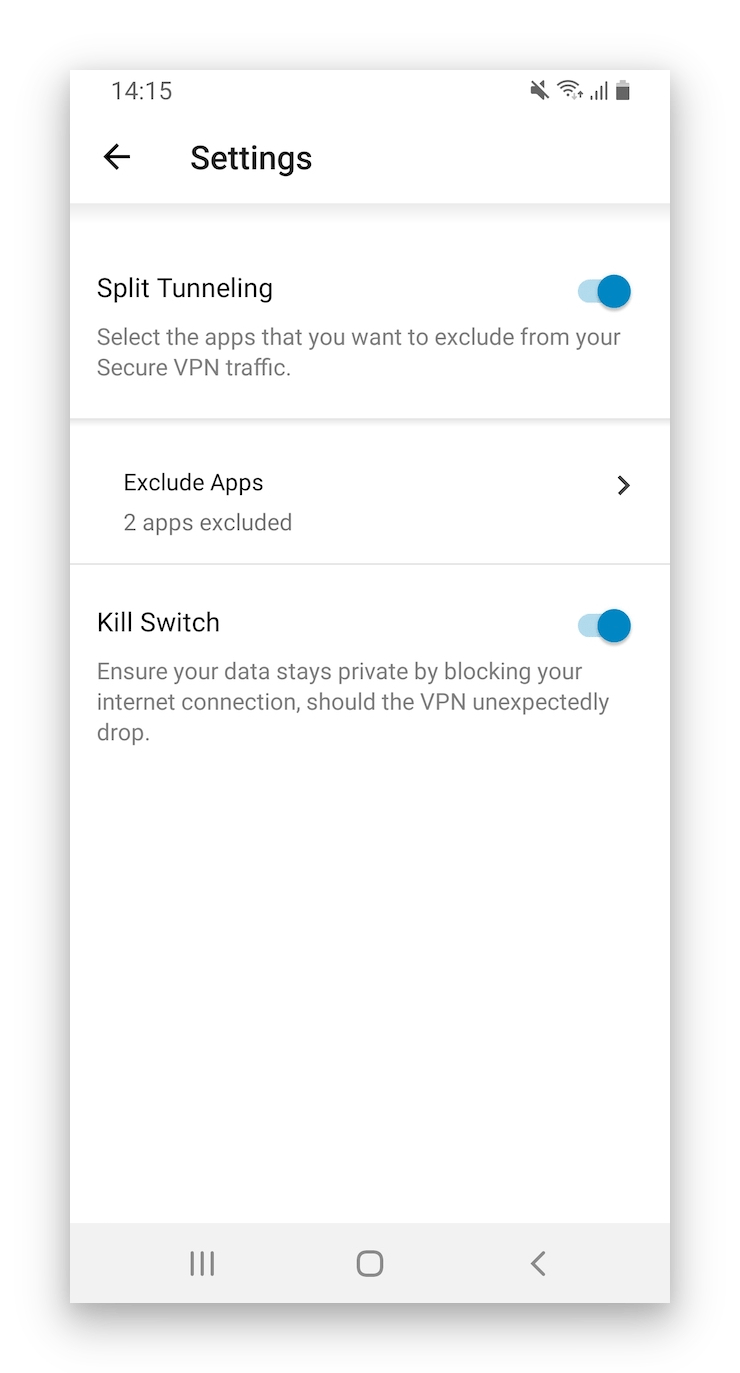 Norton VPN's Android app