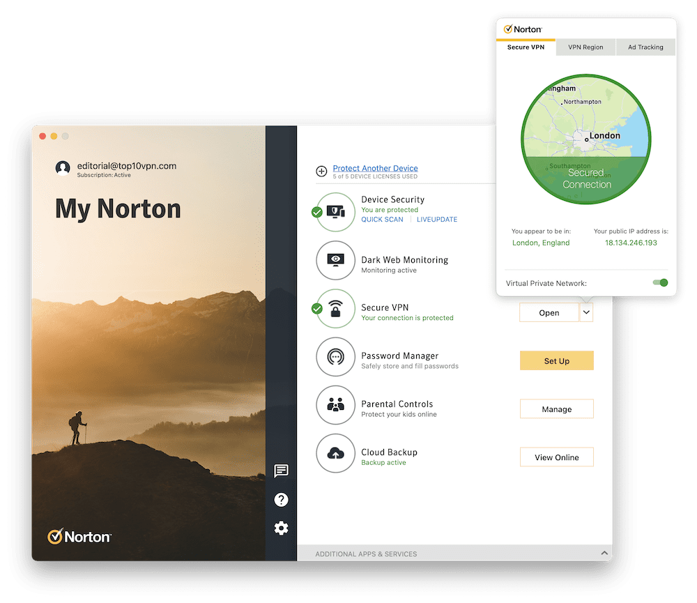 Norton 360 VPN app on Mac