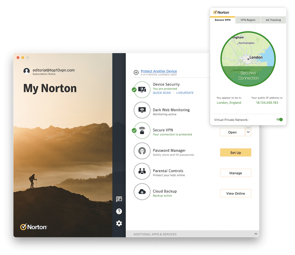 แอพ Norton 360 VPN บน Mac