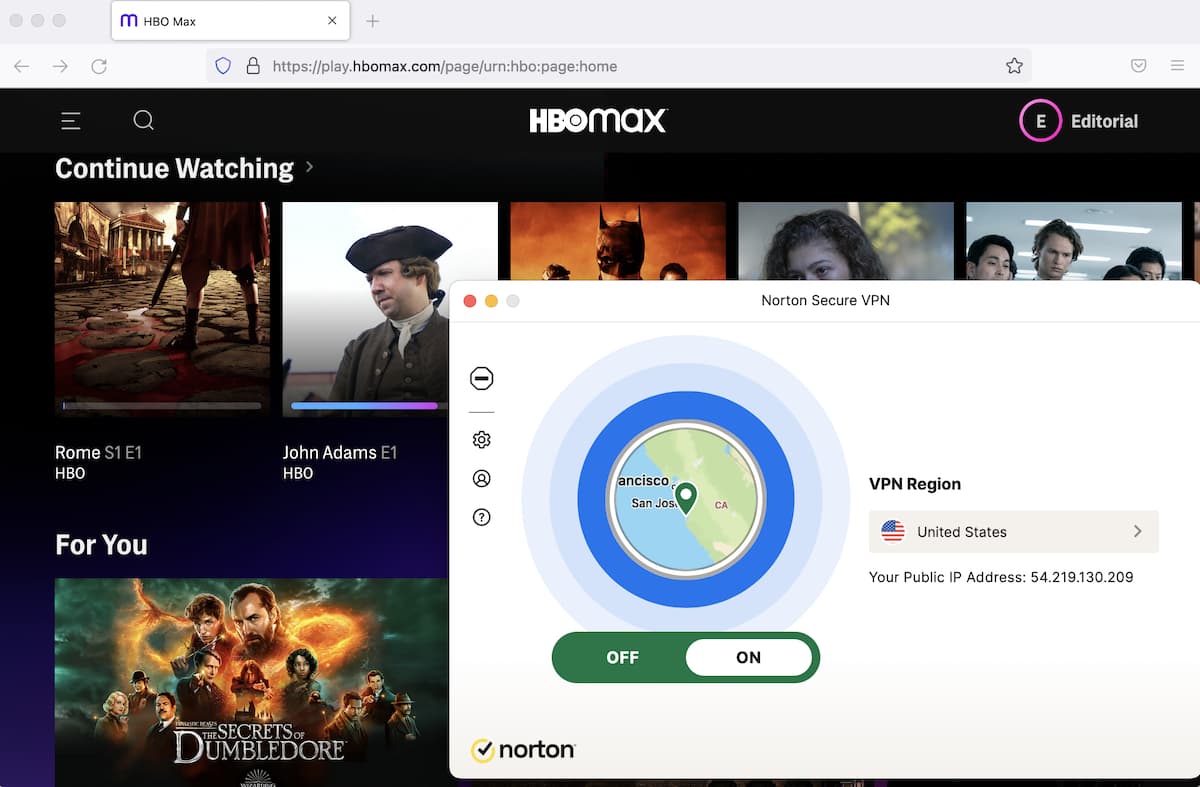 Streaming HBO Max avec Norton Secure VPN