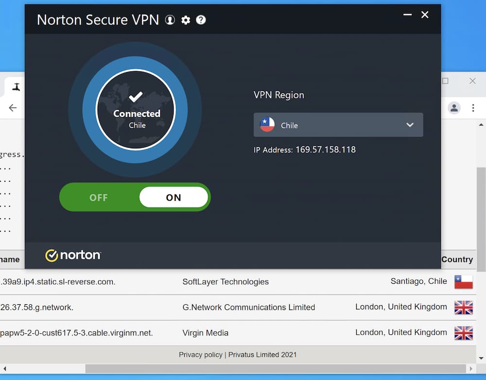Norton VPN fa trapelare il tuo vero indirizzo DNS.