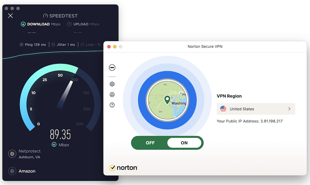 Testing Norton VPN's speeds