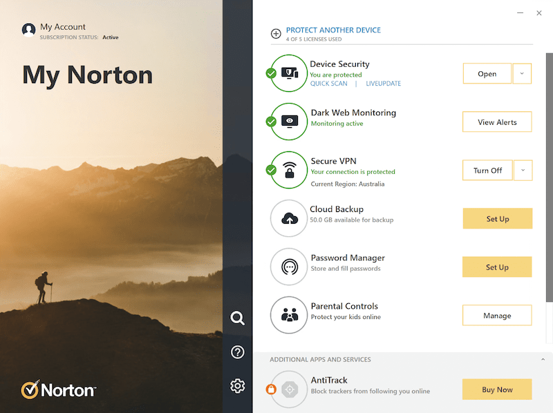 แอป Norton 360 VPN บน Windows