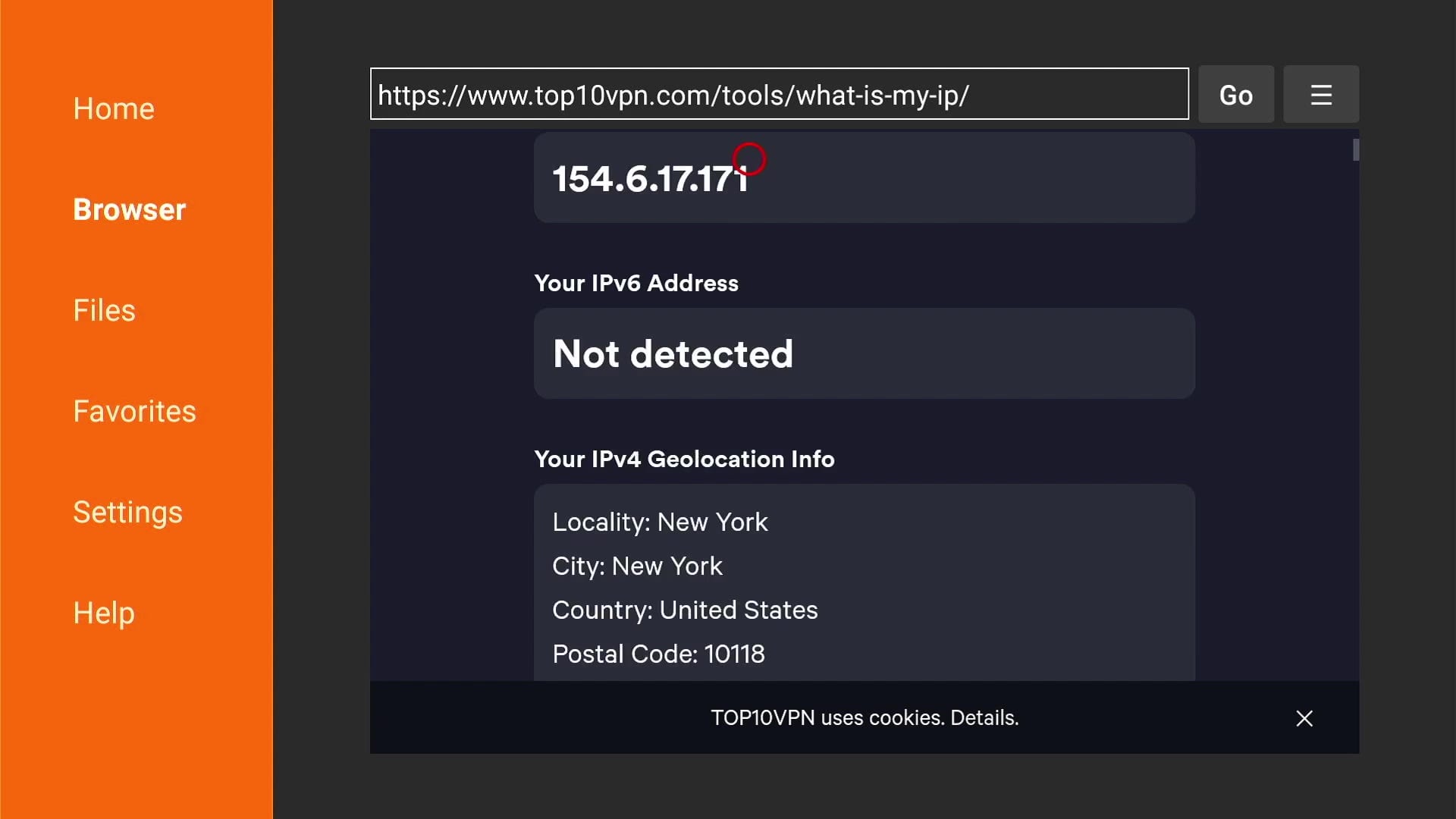 With ExpressVPN turned on our Fire TV Stick's IP address has now changed