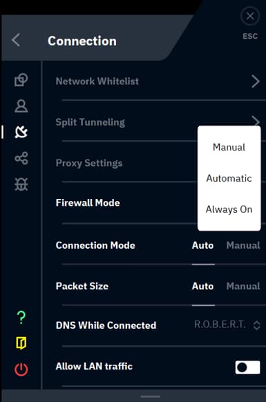 Windscribe's always on firewall