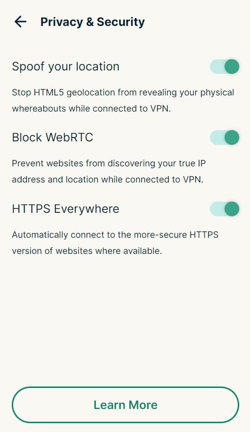 ExpressVPN 크롬 확장 프로그램의 HTML5 설정