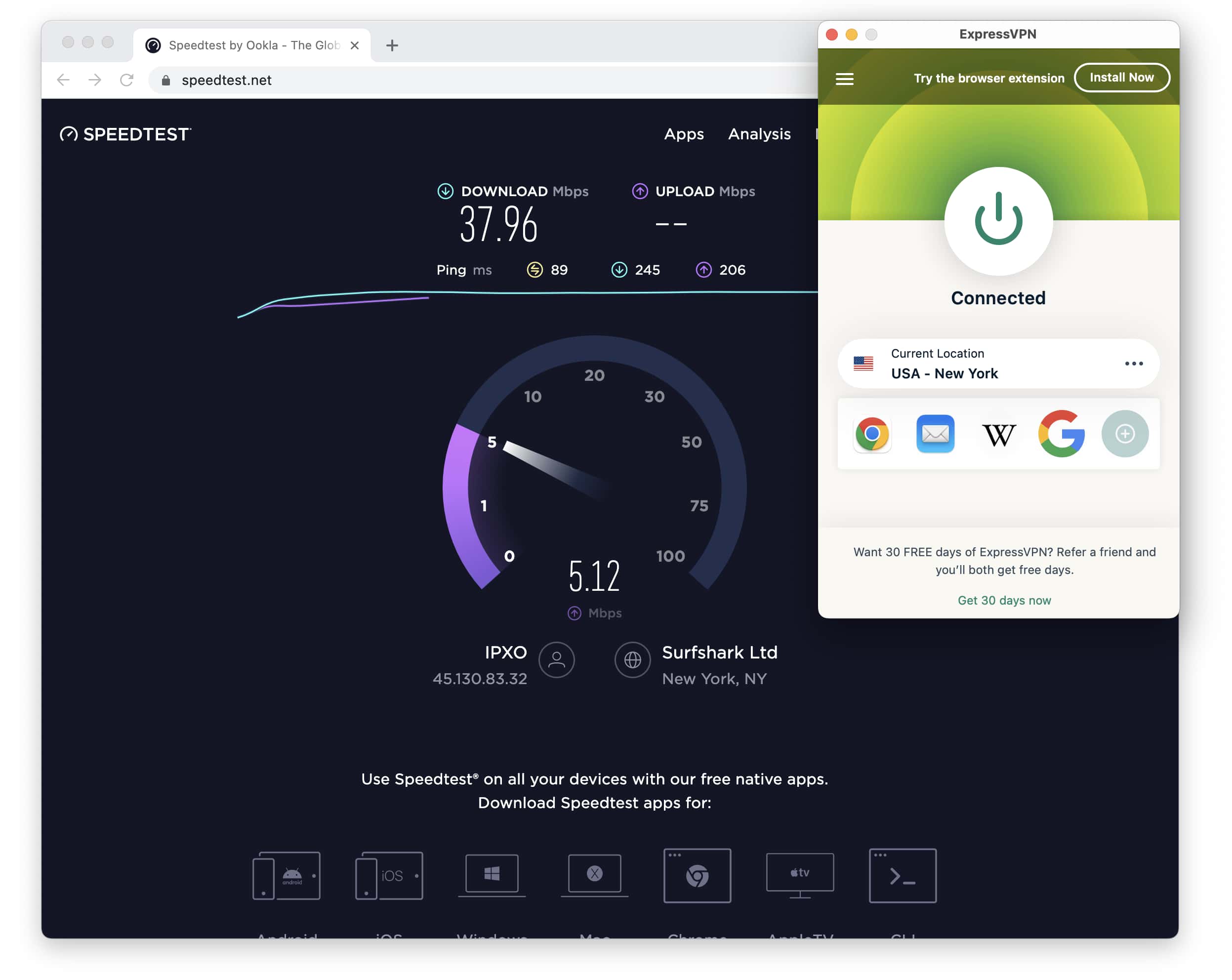 Using ExpressVPN to bypass internet throttling