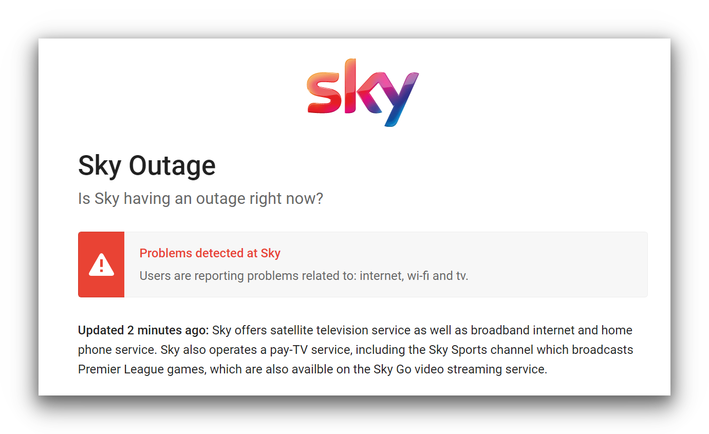 Sky service outage 