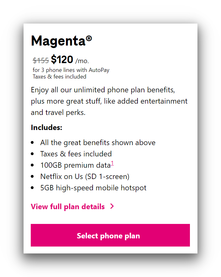 T-Mobile's Magenta data plan