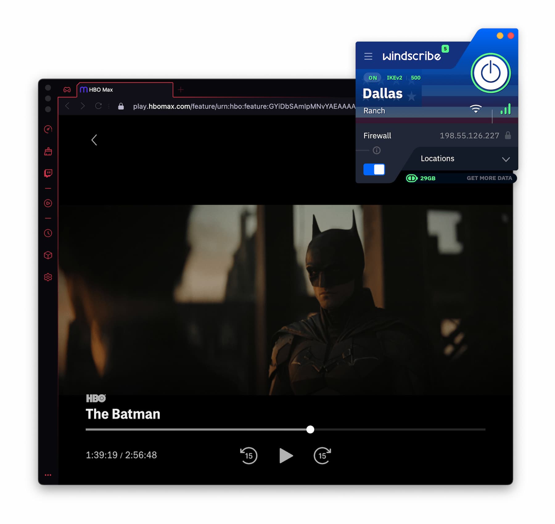 Test de streaming HBO Max gratuit avec Windscribe