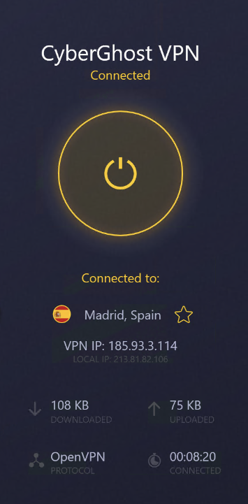 Servidores de CyberGhost en España