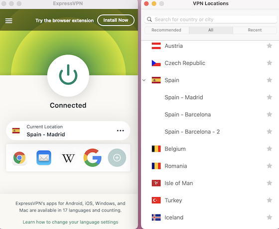 Servidores de ExpressVPN en España