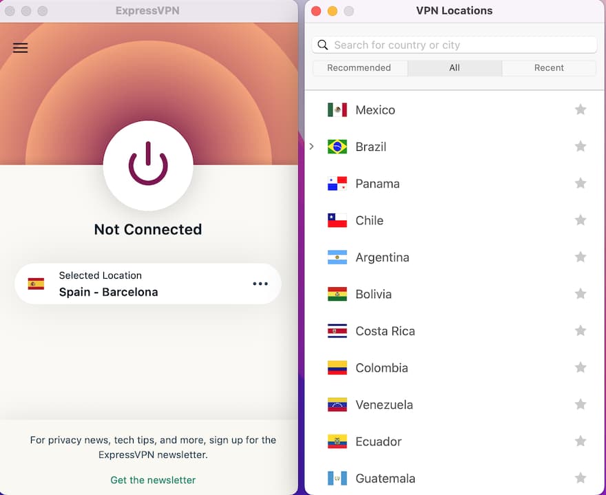 Lista de ubicaciones de servidores de ExpressVPN