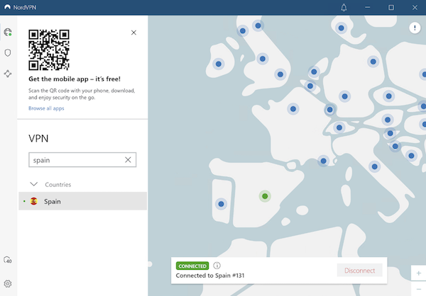 Servidor en España de NordVPN