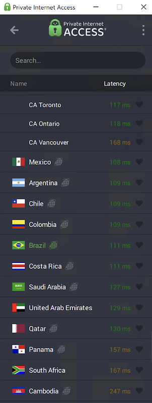 Listado de servidores virtuales de PIA
