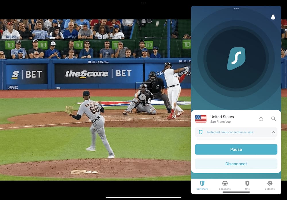Using Surfshark on Android to watch MLB