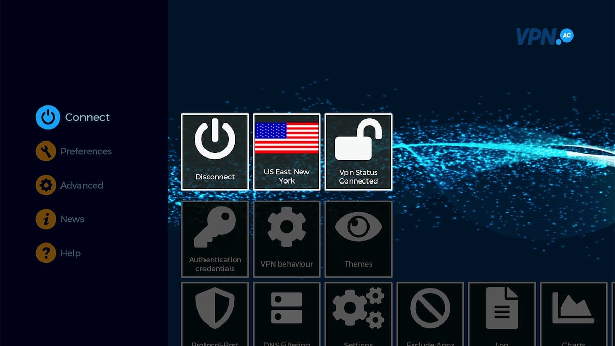 La aplicación de VPN.AC para Fire TV