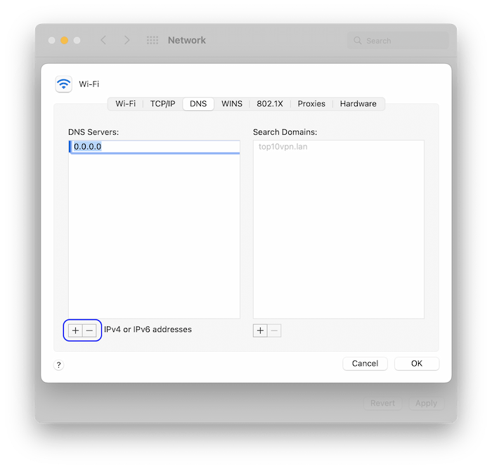 macOS DNS Network Settings