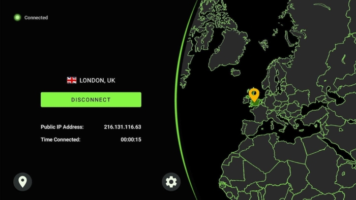 Schermata dell'app per Fire TV Stick di IPVanish