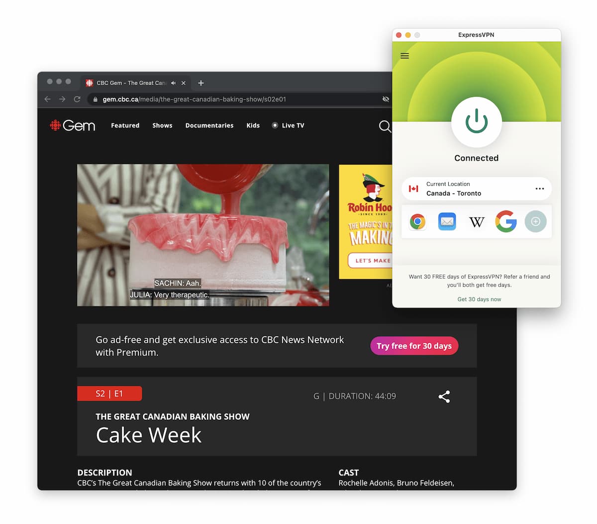 Streaming de CBC Gem avec ExpressVPN