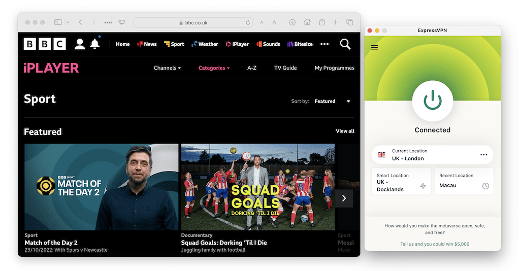 Using ExpressVPN to access World Cup content on BBC iPlayer