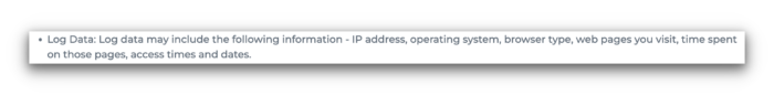 Captura de pantalla de la política de privacidad de Hola VPN