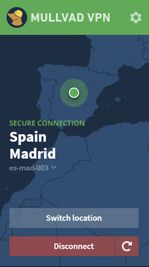 Servidor de Mullvad VPN en España