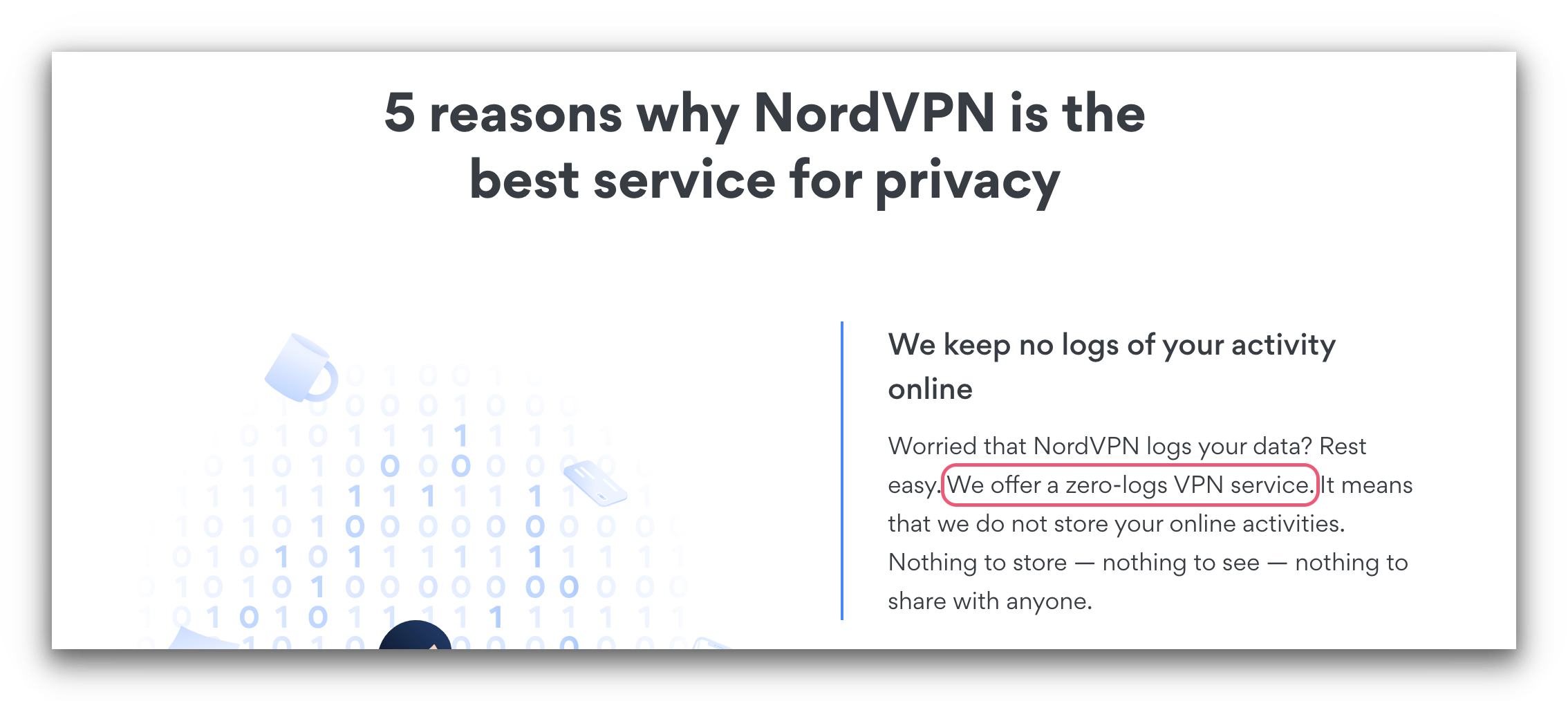 Screenshot from NordVPN's website.