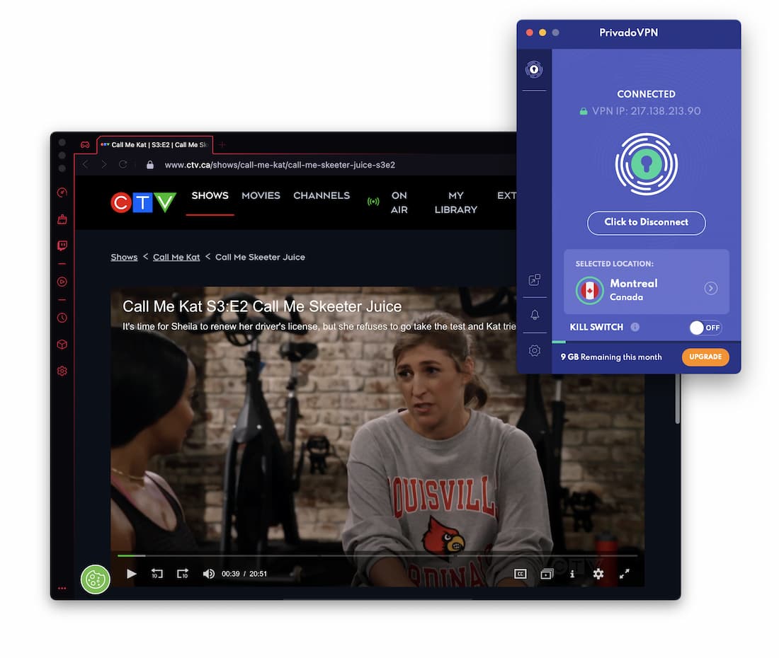 Streaming de CTV avec PrivadoVPN Gratuit