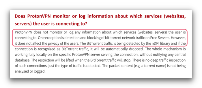 Captura de pantalla de la auditoria de ProtonVPN