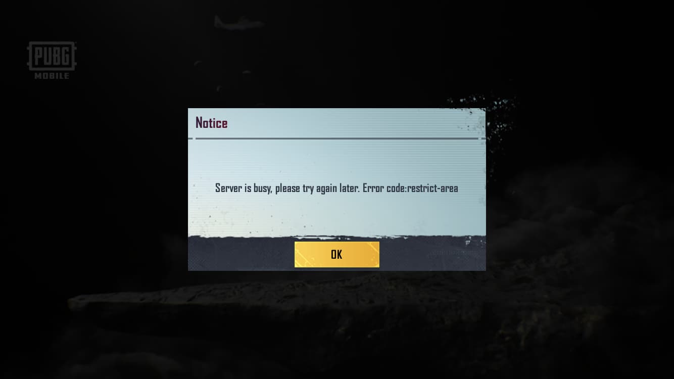Screenshot of PUBG Mobile blocking access to Indian users 