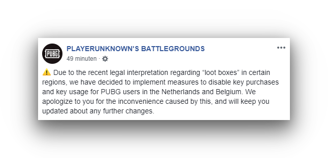 PUBG Mobile's statement on the banning of loot boxes